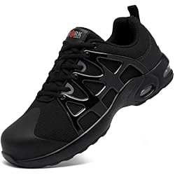 Tenis De Seguridad Larnmern LARNMERN Zapatos Seguridad Hombre Ligeras Zapatillas Seguridad con Punta de Acero Protectora Calzado Seguridad Comodo Colchón de Aire (Negro,42.5EU)