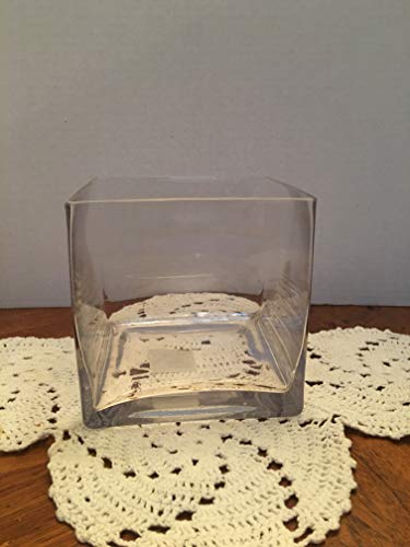 CYS EXCEL 12pc Clear Square Glass Vase Cube 5 Inch - 5