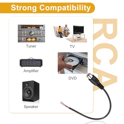 Cable de altavoz RCA a cable desnudo elimina ruidos parásitos en conexiones de audio de bafles 6