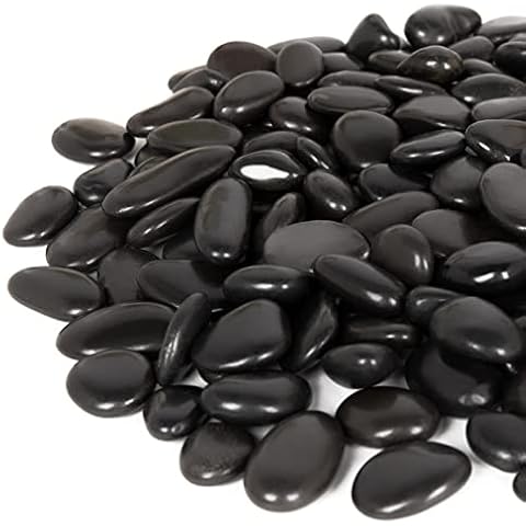 GASPRO 8 Pound Black Rocks, Black River Rocks, Decorative Black Pebbles for Plants, Landscaping & Garden, Small Gravel Stones for Planters, Highly Polished Cover