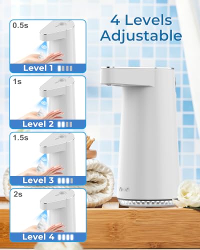 Image of Automatic Soap Dispenser, Sensor Hand Wash Dispenser with 1200mAh Battery, 3-Speed Adjustable Foaming Handwash Dispenser with Auto-Clean, Touchless for Home Bathroom, Office, Kitchen