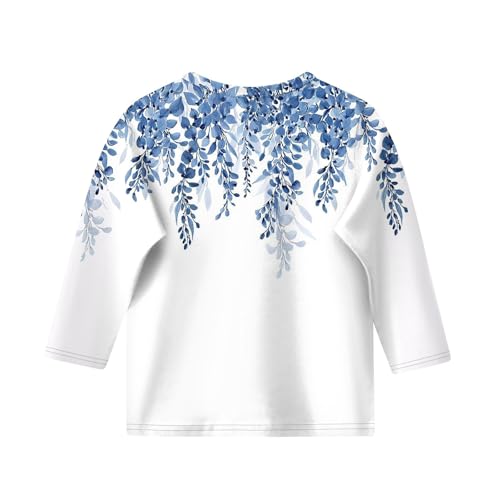 Cute Tops for Girls Summer 3/4 Sleeve Round Neck Cute Going Out Outfits Floral Print Half Sleeve Outfits 3-14 Years3