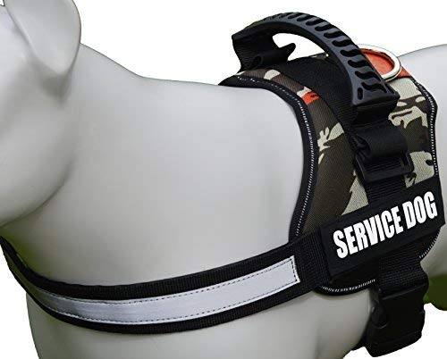 ALBCORP Service Dog Vest Harness - Reflective - Woven Nylon, Adjustable Service Animal Jacket, with 2 Hook and Loop Removable Patches Large, Green Camo