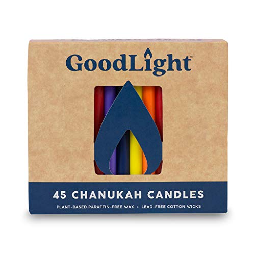 GoodLight Paraffin-Free Chanukah Hanukkah Candles, Rainbow