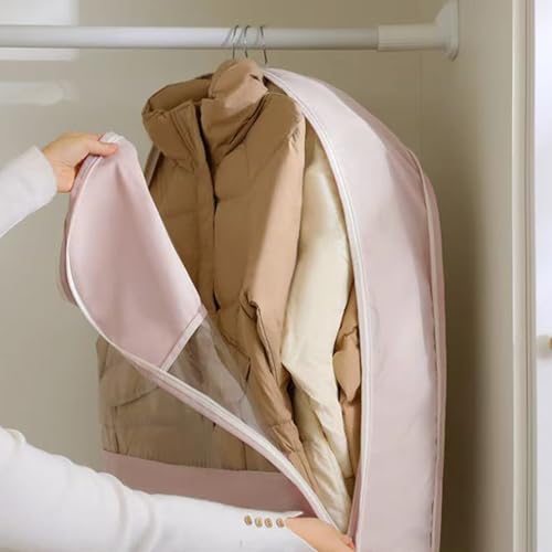 Space Saving Hanging Garment Bag with Self Compression Zipper 23x6x43 Garment Bag with Hanger & Visual Window for Down Coat, Suit4
