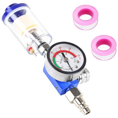 Behogan 1/4 Zoll Luftdruckregler Lackierpistole: Messgerät Öl Wasserfalle druckminderer Luftregler, Pneumatische Spritzpistole Luftdruckregler, Luftdruckregler Spritzpistole, für Sprühpistole