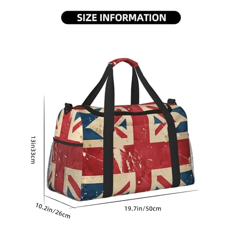 Vintageuk Flag Duffle Bag for Travel British Flag Sports Gym Tote Carry On Bag Large Shoulder Weekend Overnight for Workout3