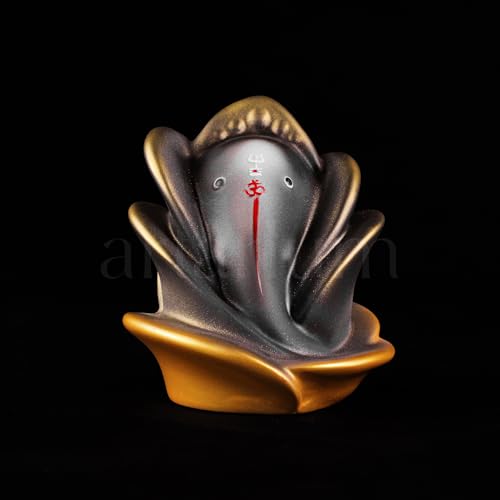 Image of Artarium Rose Shape Small Ganesha Ji Idol Ganesha Ji Murti, Ganpati Statue (Height 3 Inch), Figurine for Car Dashboard, Pooja, Unique Wedding & Birthday Gift, Sculpture, House Warming - Black