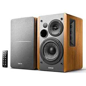 Edifier Studio R1280DB – 2.0 Bluetooth-Lautsprechersystem (42 Watt), Regallautsprecher mit Infrarot-Fernbedienung in Holzfarbe