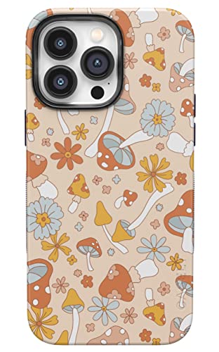 Casely Funda para iPhone 14 Pro | Mushroom Magic | Funda floral retro | Compatible con MagSafe