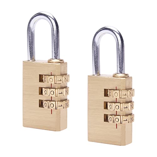 Image of 2PCS 3-Digit Combination Padlock Shackle Copper Resettable Padlock Gym Lock Waterproof for Gate & Door Hasps Toolboxes Drawing 5mm