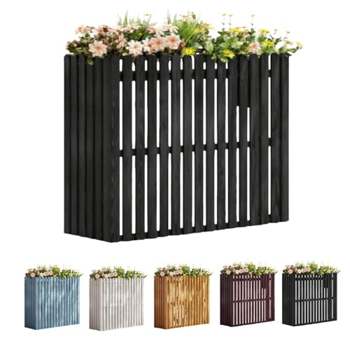 QYMYOZ Valla de privacidad para Exteriores, cerramiento Independiente de Madera para Aire Acondicionado, 122 x 61 x 84 cm, para Botes de Basura y Mascotas, Color Negro (85 x 35