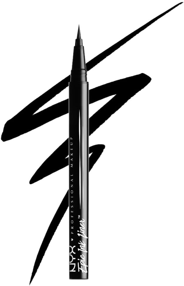 NYX Professional Makeup, Epic Ink Eye Liner, Eyliner Liquido Waterproof, Linee Intense e Precise a Lungo, Texture Scorrevole e Pigmentata, Black, 16 ml | Linee Intense e Precise a Lungo, Texture Scorrevole e Pigmentata, Eyeliner Liquido Waterproof