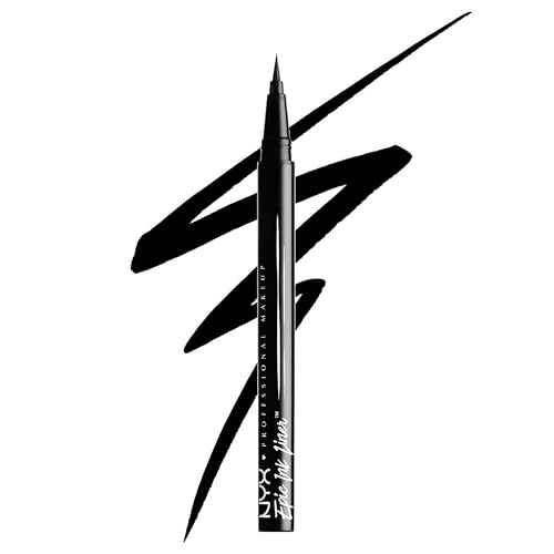 NYX Professional Makeup, Epic Ink Eye Liner, Eyliner Liquido Waterproof, Linee Intense e Precise a Lungo, Texture Scorrevole e Pigmentata, Black, 16 ml - 1 unità (Confezione da 1) - Black - Single