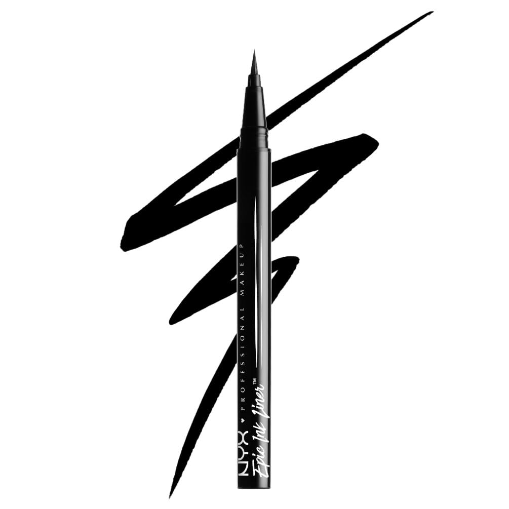 NYX Professional Makeup, Epic Ink Eye Liner, Eyliner Liquido Waterproof, Linee Intense e Precise a Lungo, Texture Scorrevole e Pigmentata, Black, 16 ml