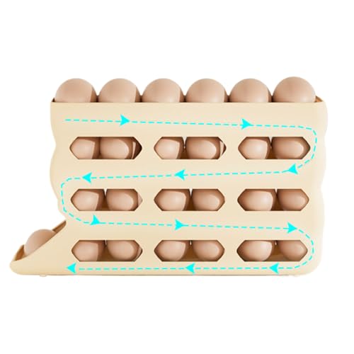 Almacenamiento De Huevos Para Refrigerador | Bandeja De Huevos Automática De 4 Niveles Rotación,Bandeja Antiderrapante 30 Huevos Para Cocina Profesional