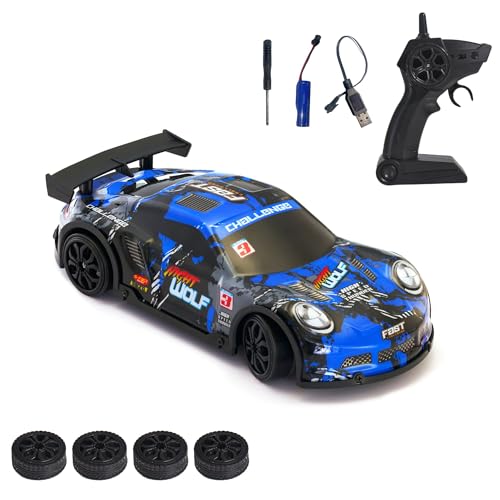Image of L.O.T TOYS Night Wolf Remote Control Car | 20Kmph, 2.4Ghz | Rc Drift Car, Rc Car, Remote Car, Drift Car Remote Control, Flexible PVC Shell, Long Range Remote with Multi LED Lights (Blue)