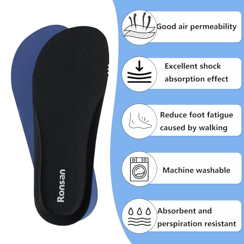 Image of Ronsan Shoe Insoles of Clog Garden Shoes, Extra Wide Barefoot Shoe Inserts Pads for Nurse Shoes, Garden Work Sandals, Thin Replacement Insoles for Women 9 / Men Size 7, Black