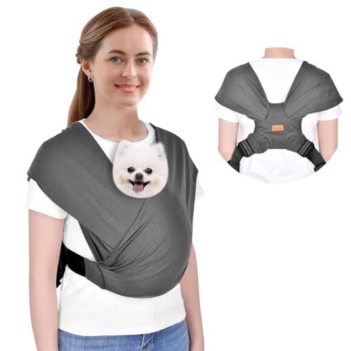 CUBY Swaddle Dog Slings Carrier for Small Dogs, Summer Wrap Puppy Front Facing Chest Dog Carriers, Shoulder & Neck Holder Reducing Back Pain, Hands-Free Adjustable Dog Carriers Up to 10LBS(Dark Grey) CUBY Swaddle Dog Slings Carrier for Small Dogs, Summer Wrap Puppy Front Facing Chest Dog Carriers, Shoulder & Neck Holder Reducing Back Pain, Hands-Free Adjustable Dog Carriers Up to 10LBS(Dark Grey)