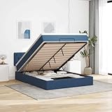 FUDUGEHMIOFWFJJ futonbett Metall holzbett betten kopfteil bettOttoman-Bett mit Matratzen Dunkelblau...