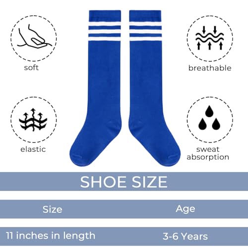 Benefeet Sox Kids Soccer Socks Toddler Knee High Tube Long Socks Soft for Girls Three Stripes Youth Cotton Soccer Socks3