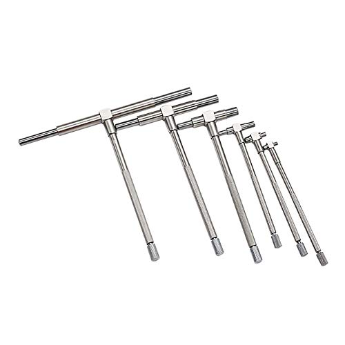 6pcs Precision Telescoping T-Bore Gauge Set 5/16" - 6" Range T-Bore Hole Gage Inner Diameter Measuring Gauge Kit