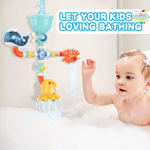 BBLIKE Bath Toys Bathtub Toys for Toddlers Kids 1 2 3 4 5+ Year Old Girls Boys, DIY Bath Pipes Toy, Cute Animal Water Spray Baby Bath Toys-Colorful