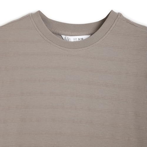 Image of Alan Jones Clothing Boys Oversized T-Shirt with Embossed Stripe Design | Half Sleeve Round Neck Casual Tee for Kids