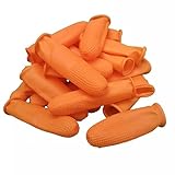 COOSKIN 100 PCS Latex Finger Cots Reusable Rubber Fingertips Protective Glove Duty Industrial Grade Finger Cots-Small