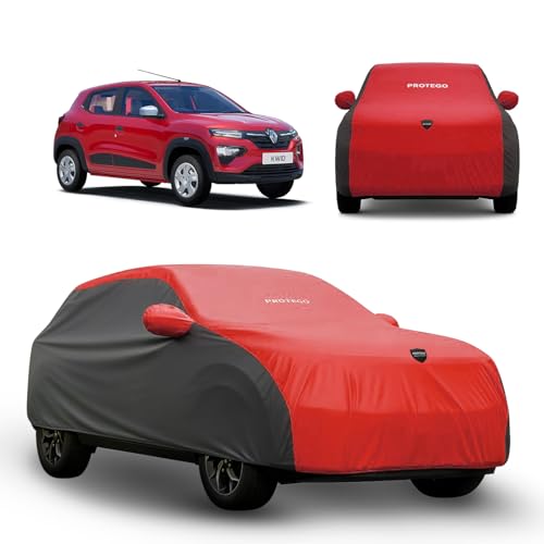Image of PROTEGO Prime Series India's 1st Anti-Tear Car Cover for Renault Kwid | Heavy Duty, Custom Fit, All Weather Protection | 100% Waterproof, Windproof & Hail Resistant | 2 Year Warranty | Red + Black