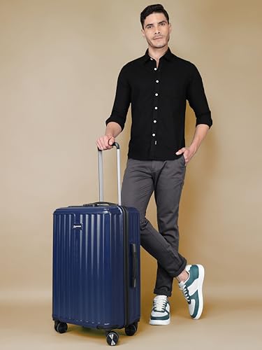 Image of MOVE-MEANT ROAMIFY Small Cabin & Medium Check-in Suitcase | 55 Cm & 66 Cm | 8 Wheels Number Lock Polycarbonate Navy Blue Trolley Bag | 360 Degree Wheeling System | Luggage for Travel - Pack of 2
