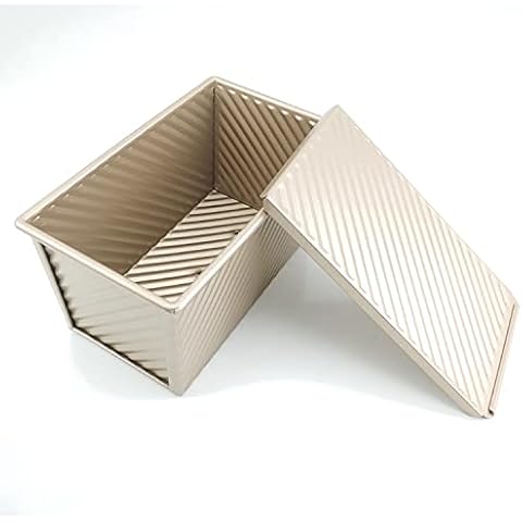 Non-Stick Carbon Steel Bread Loaf Pan with Slide Cover/Toast Baking Pan Cake Mould Tray with Vented Holes for Rapid Baking /Backing Mould Tin Cover