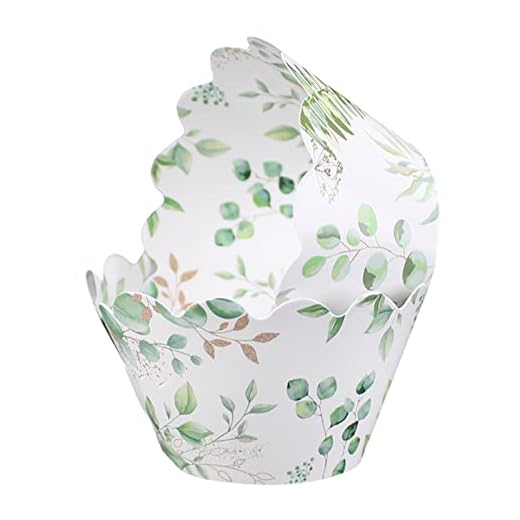 Greenery Cupcake Wrappers,50Pcs Eucalyptus Floral Cupcake Wrappers Rustic Cupcake Liners for Rustic Weddings,Wild Animals Baby Shower Decorations