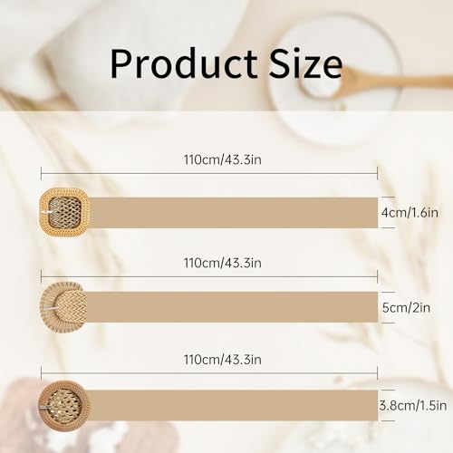SeptCity Woven Belts for Women, Rattan Women's Belts for Dresses and Jeans Gift for Birthday Christmas Mother's Day3