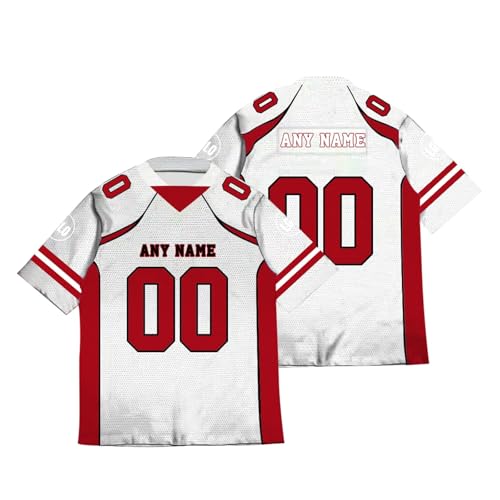 Camiseta de Fútbol Americano Personalizada para Hombres Mujeres, Nombre Número Logo Personalizados Camiseta de Rugby Blanco