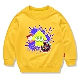 [EcoLegacyLML] スプラトゥーン 子供服 春秋 スウェット 長袖 クルーネック 男の子 女の子 綿100% キッズ 薄手 カジュアル 小学生 トップス プレゼント イエロー 140CM