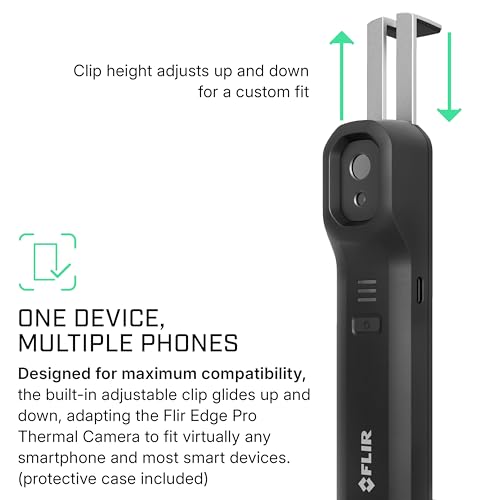 Image of Flir Edge Pro - Wireless Bluetooth Thermal Imaging Camera for Smartphones, Compatible with All iOS and Android Devices, 480x360 Super Resolution (160x120 Native IR) | Bluetooth, MSX, 160x120 native IR, smartphone /tablet, IGNITE cloud, 2m drop, USB cable