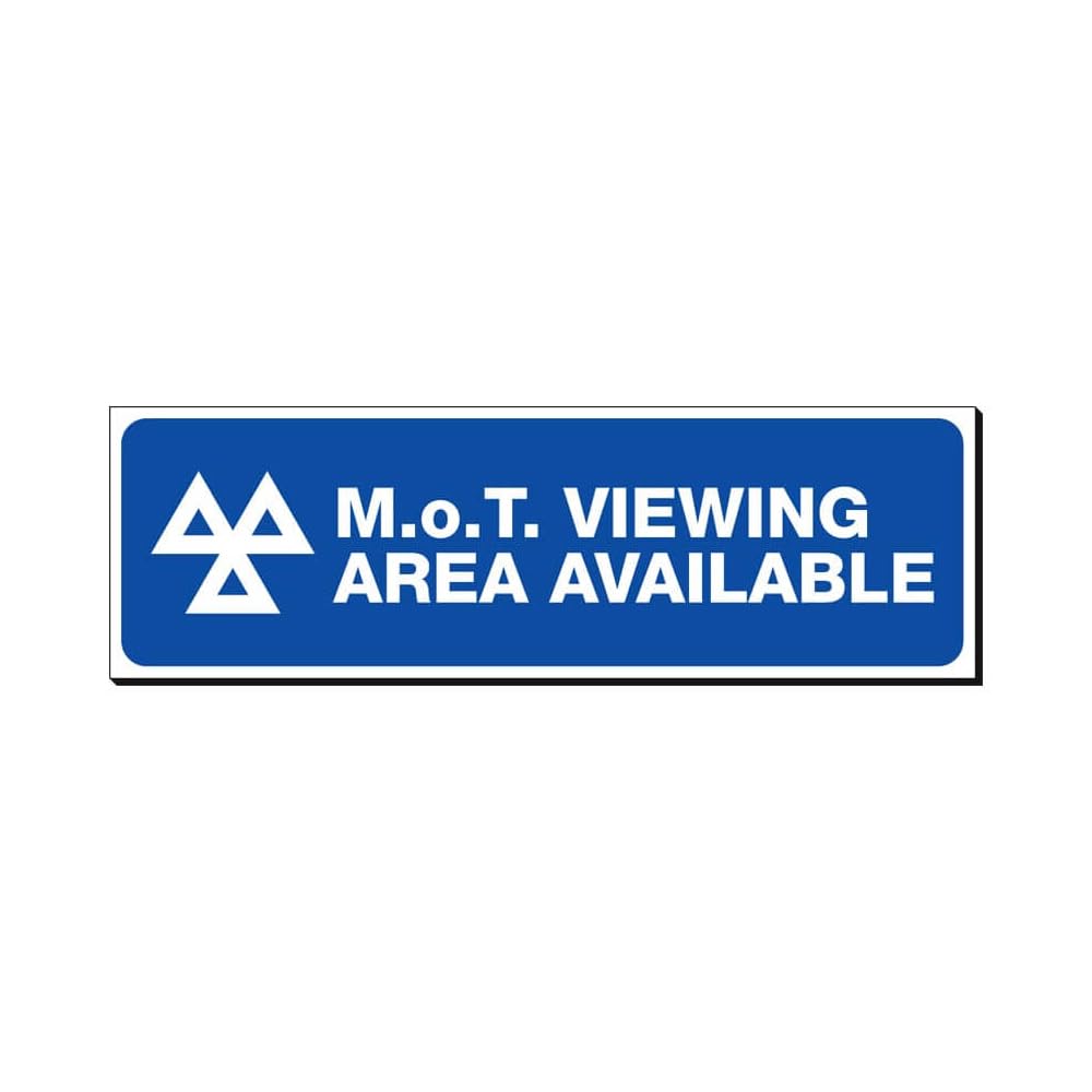 MOT Viewing Area Available Sign 480x150mm Foamex Board Qty 1