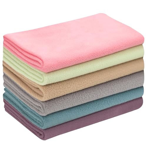 6 PCS 20x20 Knitted Polar Fleece Fabric Anti Pill Plush Fabric Patchwork Polyester Fleece Cloth for Blanket Pillow Cover DIY Craft Sewing (Morandi)