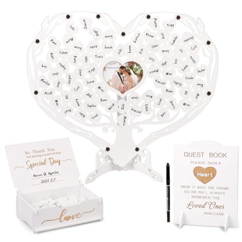 Heart Wedding Guest Book Alternative, White Rustic...