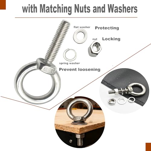 Image of 10 Packs M6 Stainless Eyebolt 1 inch(25mm) Long Male Screw Thread Ring Shoulder Eye Bolts