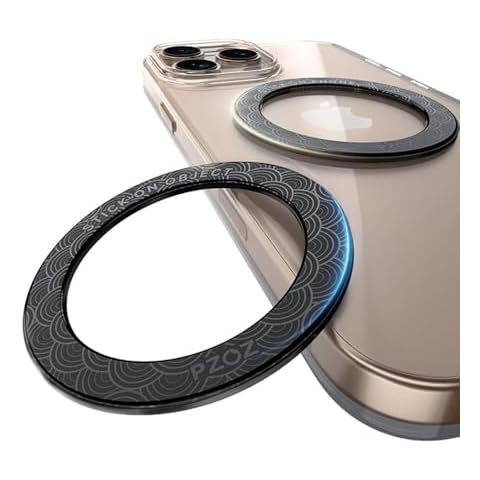 PZOZ A/B Dual-Sided (1 Set) Magnetic Ring Sticker for MagSafe iPhone 16 Holder Phone Case Suction Cup Wireless Charger Car Mount Bathroom Kitchen, for iPhone 15 14 13 12 Pro Max, Samsung (Black) Cover