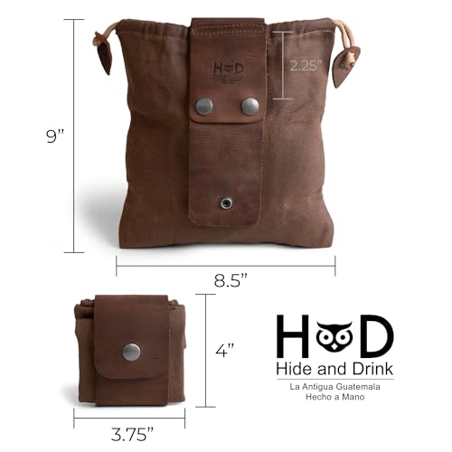 Image of Hide & Drink, Foraging Pouch (Collapsible) for Hiking, Treasures & Seashells Bag, Easy Looping Around Belts, Grocery Storage, Waxed Canvas, Handmade