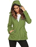 ZHENWEI Climbing Rain Jacket Women Rainproof Mesh Lined Stylish Soft Rain Coat (Green M)