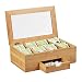 Produktbild Relaxdays Teebox Bambus, Sichtfenster im Deckel, 8 Fächer, Teekiste mit Schublade, Teebeutelbox HxBxT 11x33x20 cm, natur
