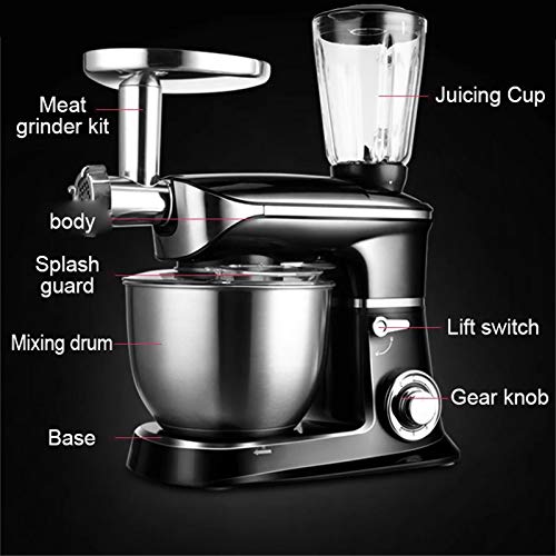 1300 Küchenmaschine, 6,5 L Edelstahl Rührschüssel, 6-Gang-Neige-Kopf Food Mixer, 3In1 Knethaken, Schneebesen & Beater… – Bild 3