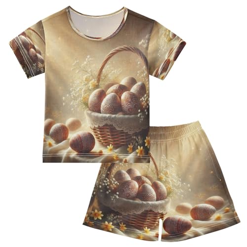 Easter Eggs Cute Pajama Set Short Sleeve Pajamas Shorts Sets Cotton PJS 2 Piece Clothes Set 5Y