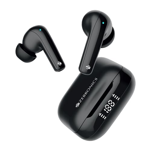 ZEBRONICS PODS K2 in Ear Wireless Earbuds, Upto 40 Hrs Backup, Dual EQ, Quad MIC ENC, 10mm Bass Drivers, Fast Charging, Bluetooth, Flash Connect,40ms Low Latency Gaming, LED Battery Indicator (Black)
