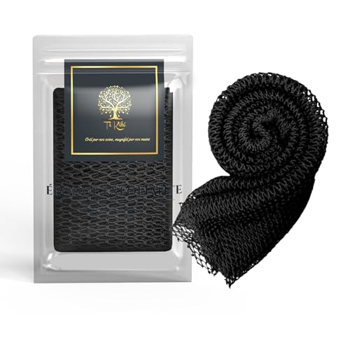SARHAANA African Net Sponge Body Scrubber – XL Exfoliating Cloth for Shower – Long Back Scrubber for Dead Skin & Smooth Skin – Exfoliating Sponge - Fast Drying & Hygienic (Black)