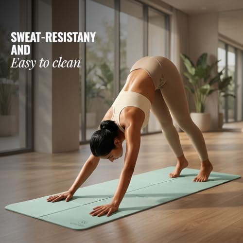 Image of WiseLife Foldable Travel Yoga Mat for Women & Men (Mint-Green)
